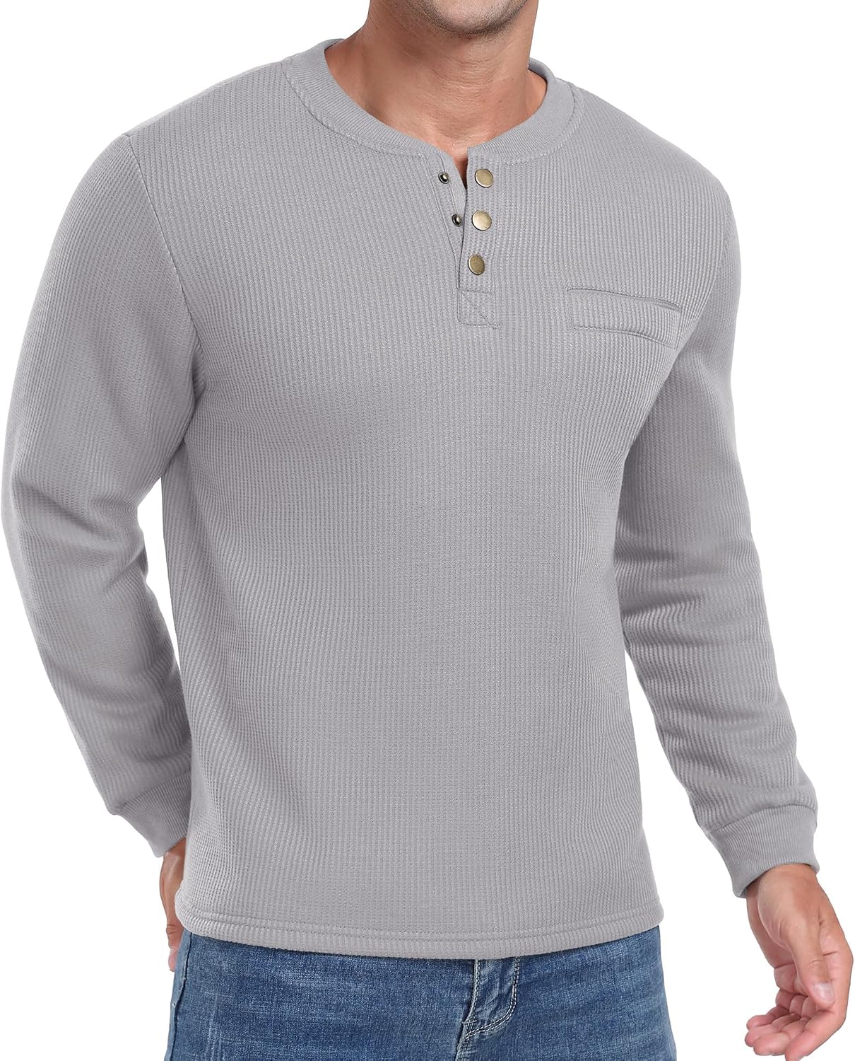 Sailwind Men's Henley Shirt Fleece Lined Long Sleeve Heavyweight Thermal Layer Pullover