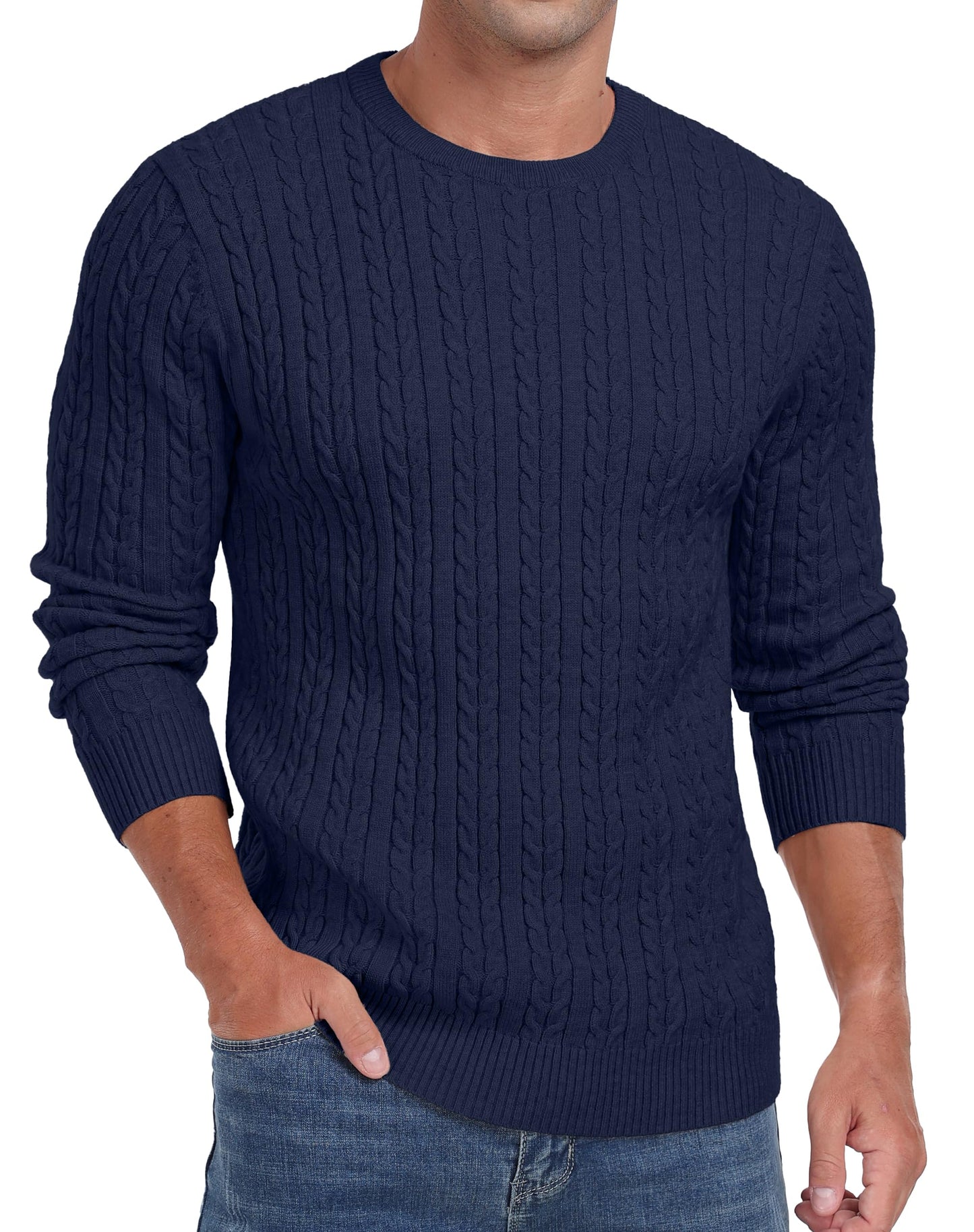 Sailwind Men's Crewneck Pullover Sweater Lightweight Casual Twist Knitted Sweaters