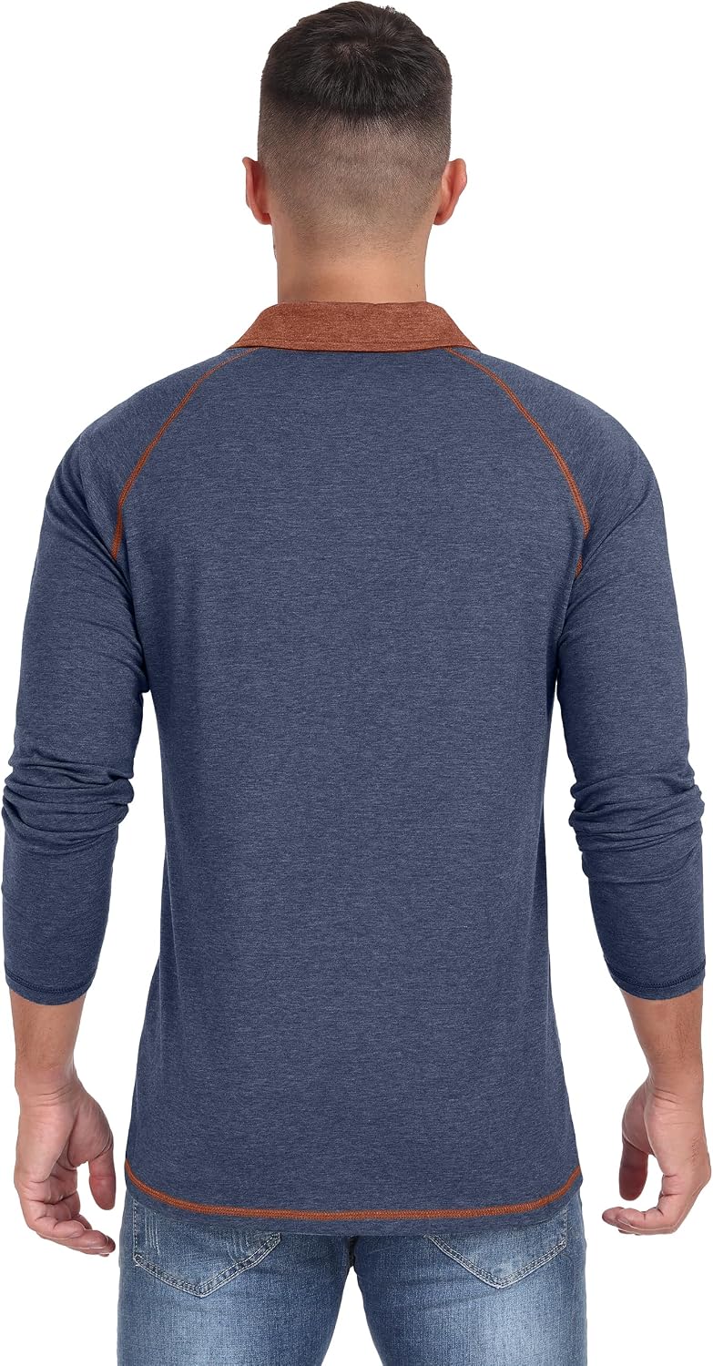 Sailwind Mens Long Sleeve Polo Shirts Cotton Fashion Casual Raglan Golf Shirts