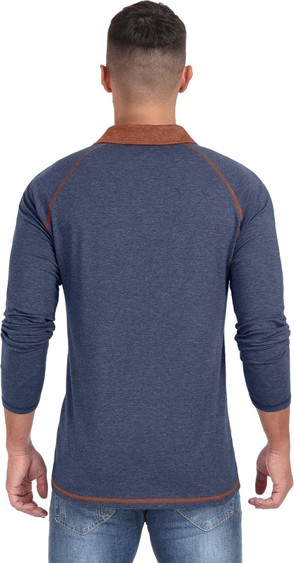 Sailwind Mens Long Sleeve Polo Shirts Cotton Fashion Casual Raglan Golf Shirts