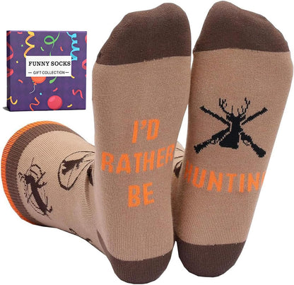 YEXIPO Funny Socks for Men Women I'D Rather Be Outdoor Activities Novelty Gifts For Hunting Golfing Camping Skiing Gaming
