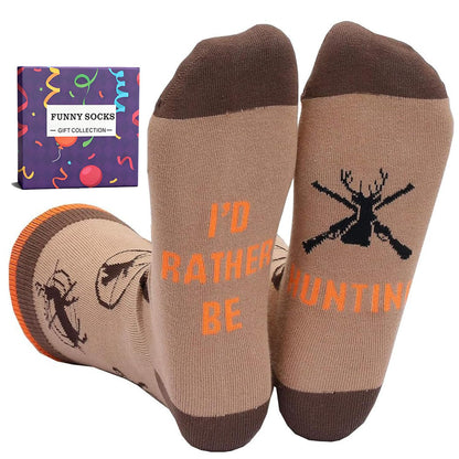 YEXIPO Funny Socks for Men Women I'D Rather Be Outdoor Activities Novelty Gifts For Hunting Golfing Camping Skiing Gaming