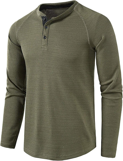 sandbank Men's Henley Casual T-Shirts Fashion Long Sleeve Shirt Lightweight Button T-Shirts