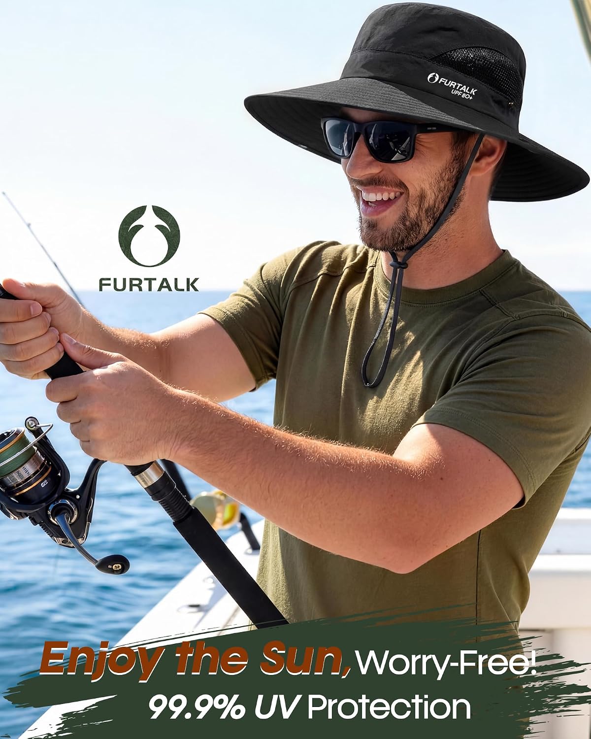 FURTALK Mens Bucket Sun Hat UPF 80+ Wide Brim Hiking Fishing Beach Outdoor Hats