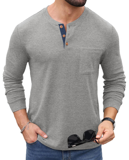 Sailwind Men's Henley Shirts Long Sleeve Button T-Shirt Casual Fashion Pullover Shirt with Pocket