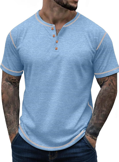 Sailwind Mens Henley Shirts Casual Lightweight Summer T-Shirt Cotton Maverick Short Sleeve
