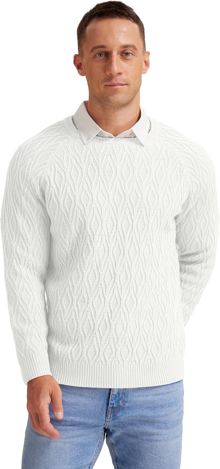 Sailwind Men's Cable Knit Sweater Casual Crewneck Long-Sleeve Knitted Pullover