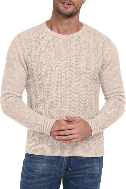 Sailwind Men's Crewneck Pullover Sweater Casual Knitted Twist Sweaters