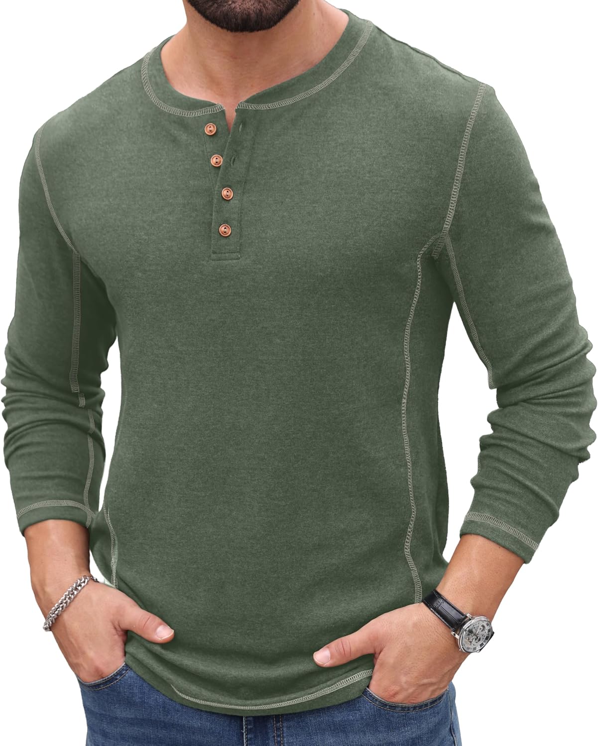 Sailwind Men's Henley Shirts Long Sleeve Button T-Shirt Casual Stylish Pullover Shirt