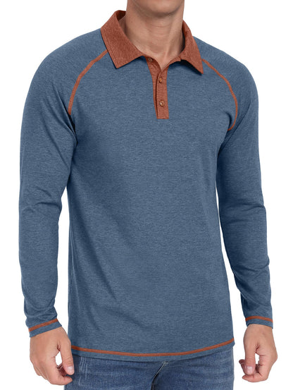 Sailwind Mens Long Sleeve Polo Shirts Cotton Fashion Casual Raglan Golf Shirts