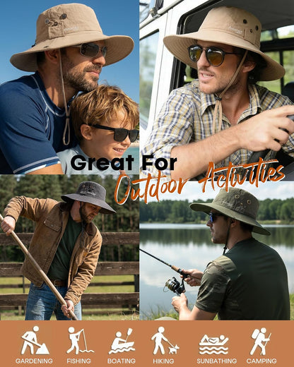 FURTALK Sun Hats for Men Fishing Hat UPF 80+ Foldable Wide Brim Outdoor Hiking Beach Summer Hats