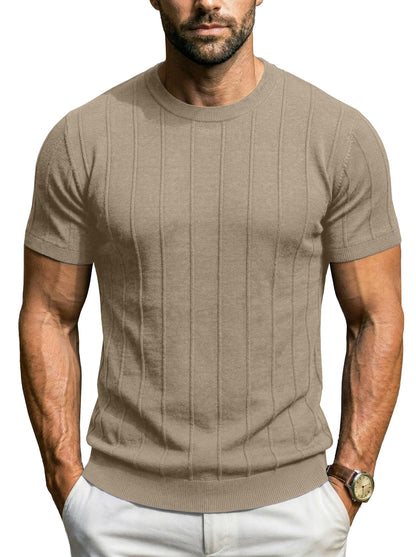 Sailwind Mens Knit Sweater Shirts Short Sleeve Casual Ribbed Pullover T-Shirts