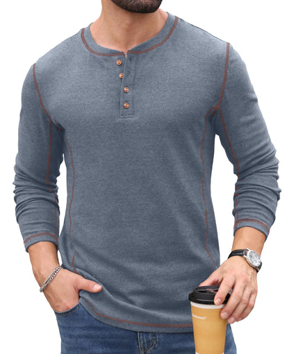 Sailwind Men's Henley Shirts Long Sleeve Button T-Shirt Casual Stylish Pullover Shirt