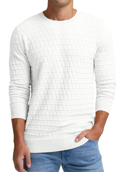 Sailwind Men's Crewneck Cable Knit Sweater Casual Textured Long-Sleeve Pullover Shirts