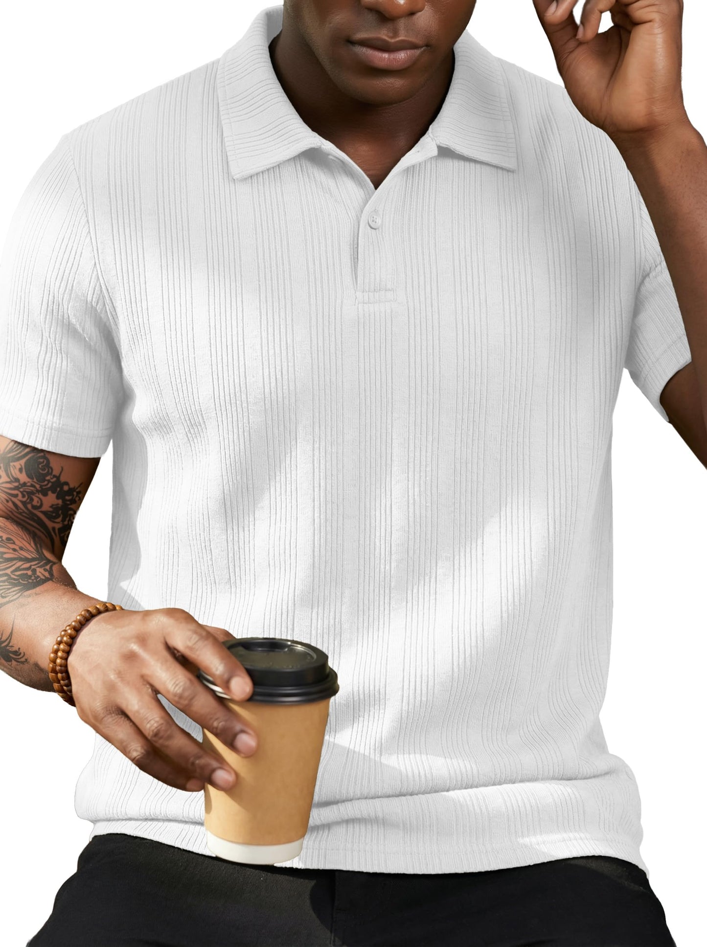 Sailwind Mens Short Sleeve Knit Polo Shirts Lightweight Casual Collared Polo Shirts for Men Stretchy Golf Polo T Shirts