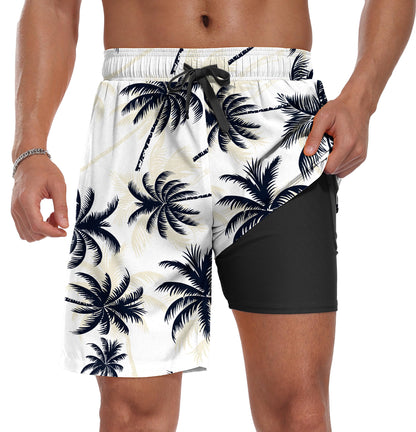 Sailwind Men Swim Trunks with Compression Liner 9" Beach Shorts Quick Dry with Zipper Pockets Board Shorts