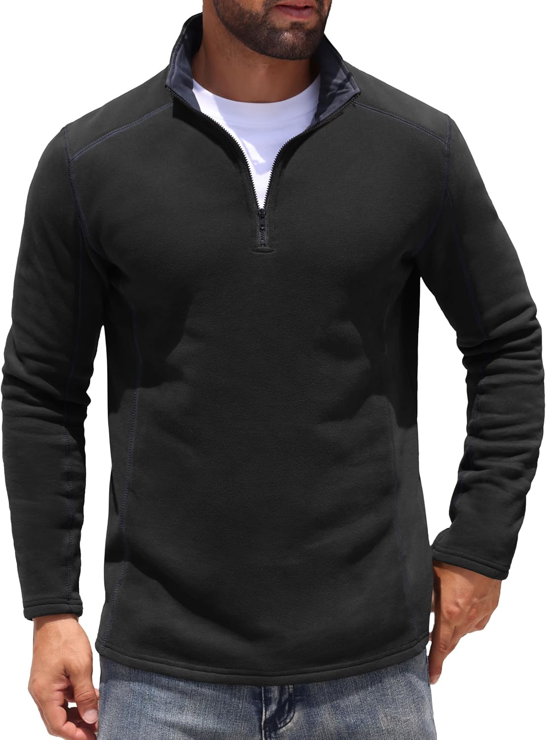 Sailwind Mens Quarter Zip Sweatshirt Fleece Long Sleeve Pullover Casual Mock Neck Polo Sweater