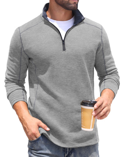 Sailwind Mens Quarter Zip Sweatshirt Fleece Long Sleeve Pullover Casual Mock Neck Polo Sweater