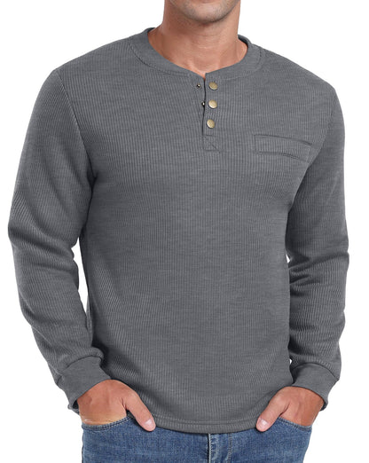 Sailwind Men's Henley Shirt Fleece Lined Long Sleeve Heavyweight Thermal Layer Pullover