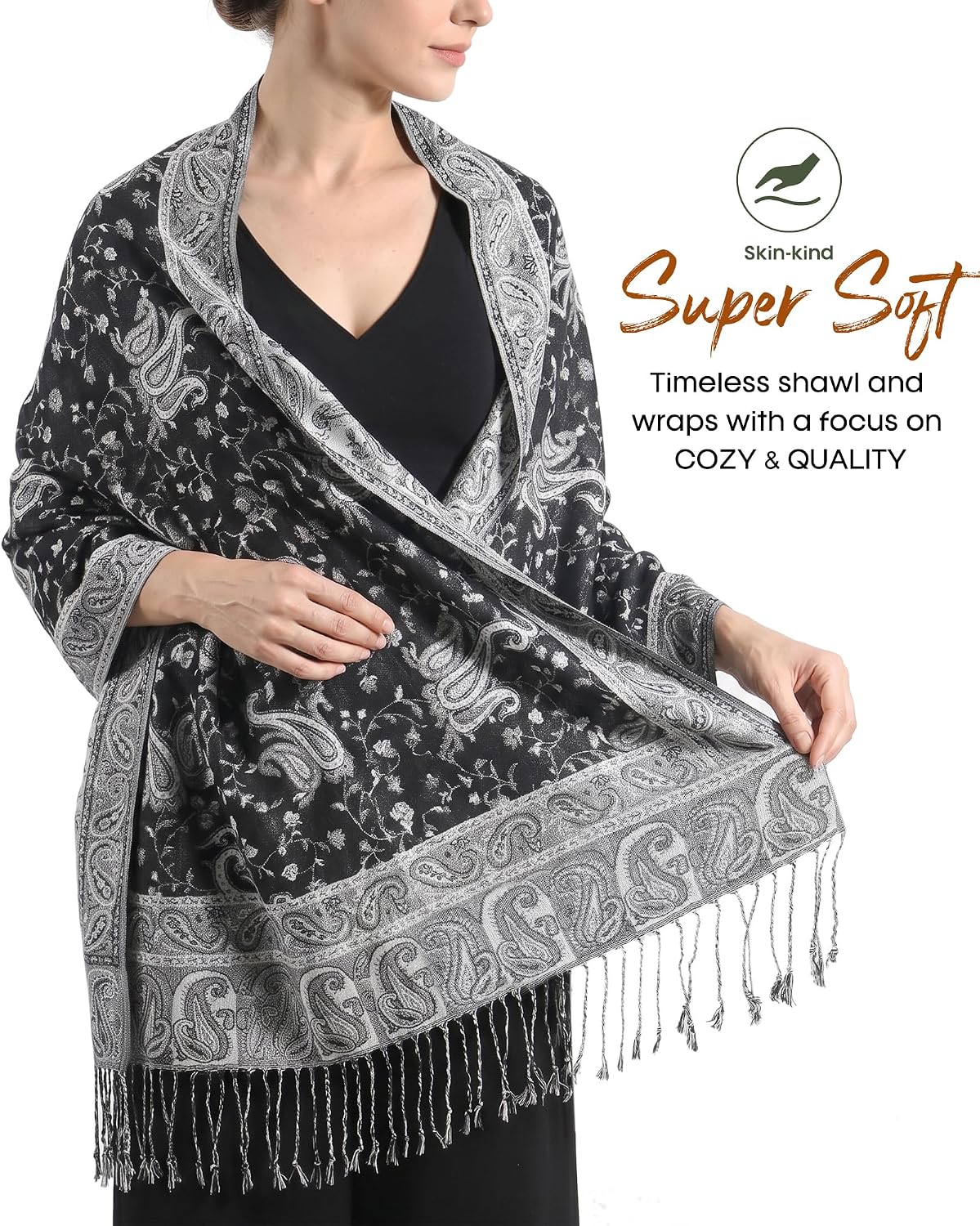 FURTALK Reversible Paisley Pashmina Shawl Wraps for Women Soft Exotic Indian Rave Scarf for Evening Dress Festival Scarves