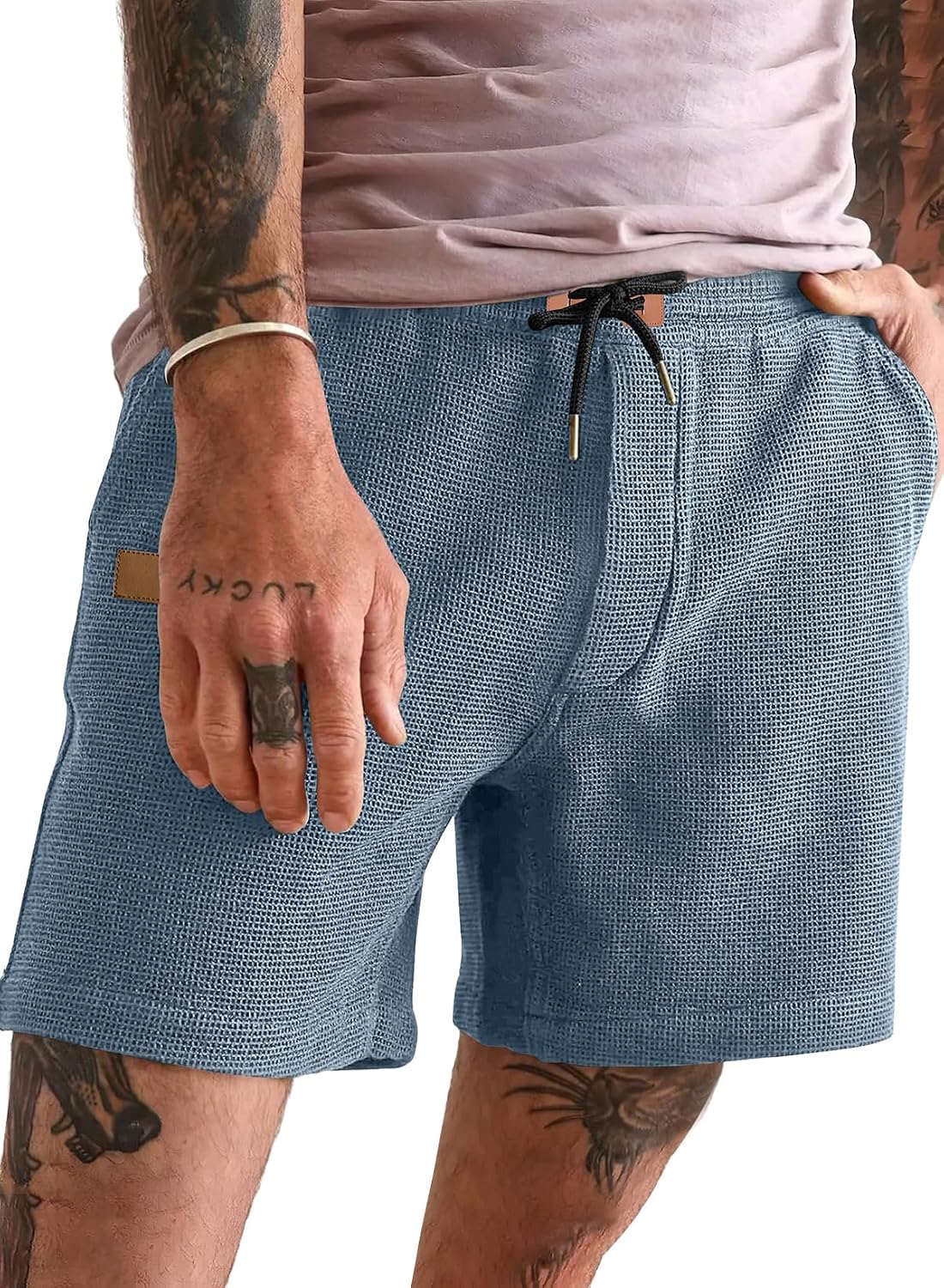 JMIERR Men's Casual 5"/ 7" Shorts Waffle Elastic Waist Drawstring Workout Running Jogging Beach Sweat Shorts with Pockets