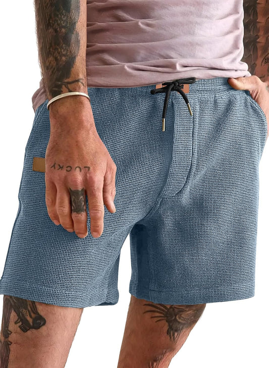 JMIERR Men's Casual 5"/ 7" Shorts Waffle Elastic Waist Drawstring Workout Running Jogging Beach Sweat Shorts with Pockets