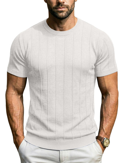 Sailwind Mens Knit Sweater Shirts Short Sleeve Casual Ribbed Pullover T-Shirts
