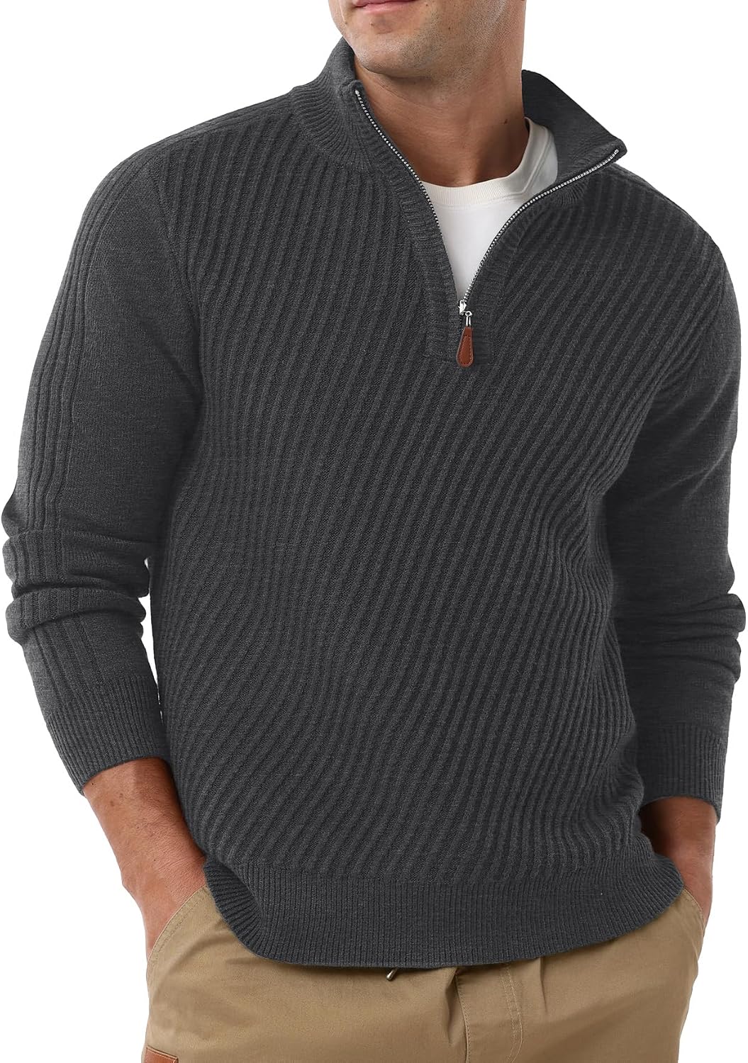 Sailwind Men's Quarter Zip Up Pullover Knit Texture Sweater Casual Long Sleeve Sweaters