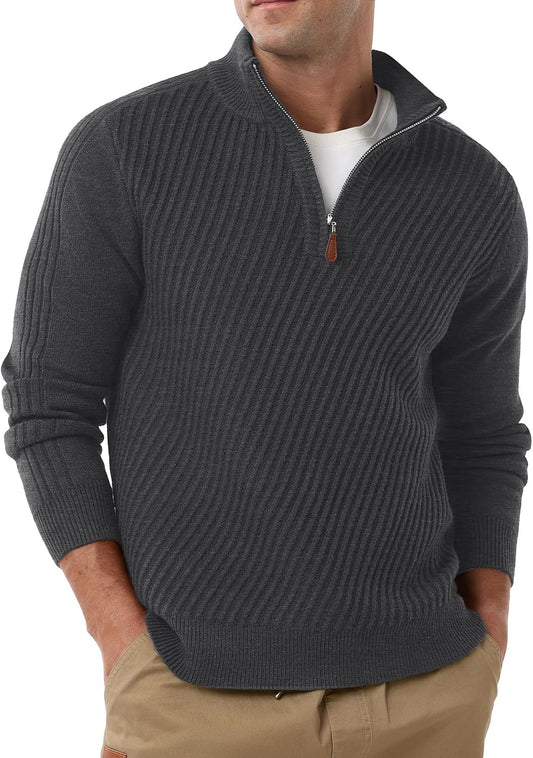 Sailwind Men's Quarter Zip Up Pullover Knit Texture Sweater Casual Long Sleeve Sweaters