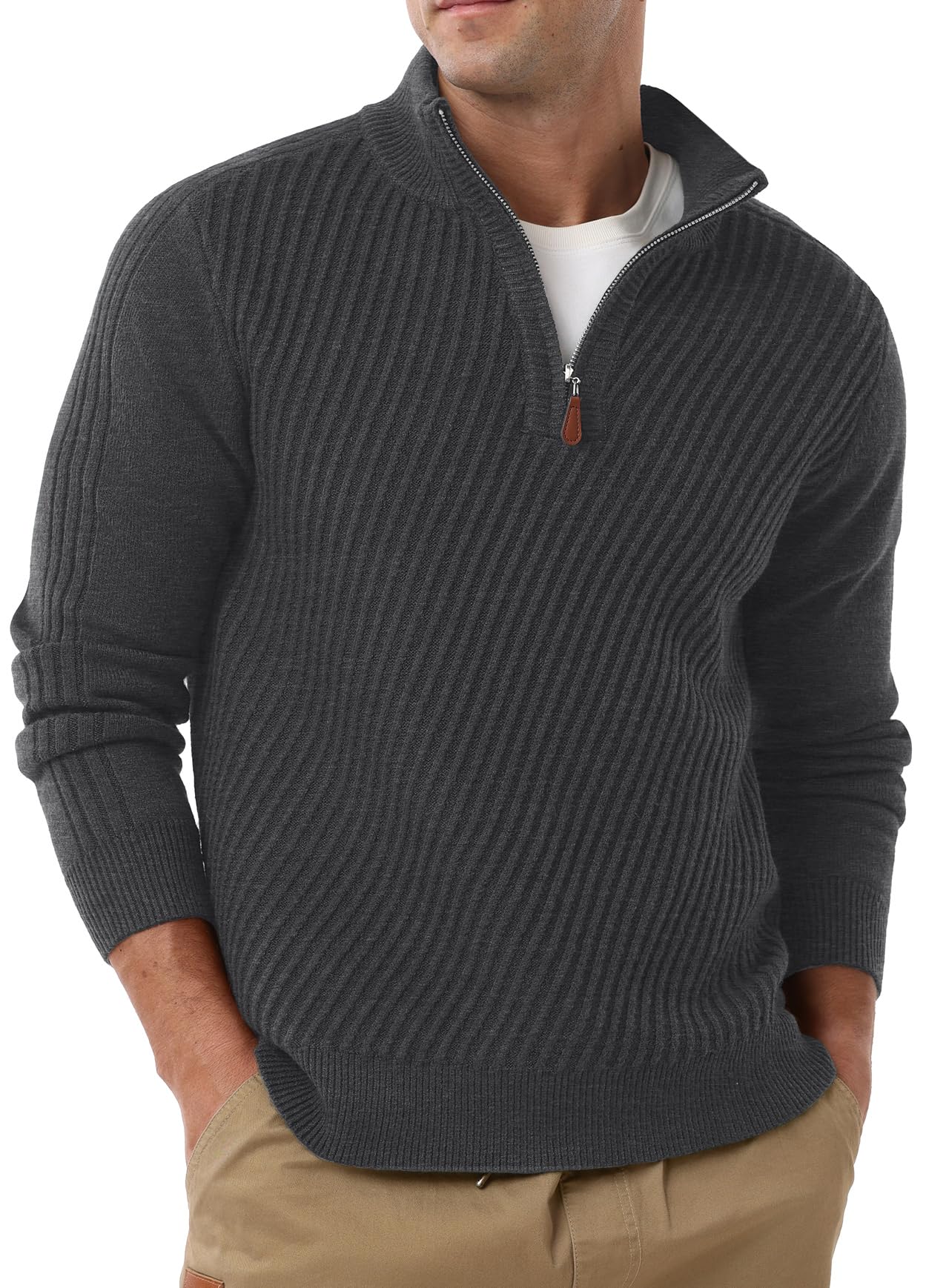 Sailwind Men's Quarter Zip Up Pullover Knit Texture Sweater Casual Long Sleeve Sweaters