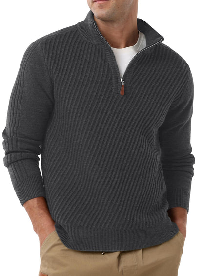Sailwind Men's Quarter Zip Up Pullover Knit Texture Sweater Casual Long Sleeve Sweaters