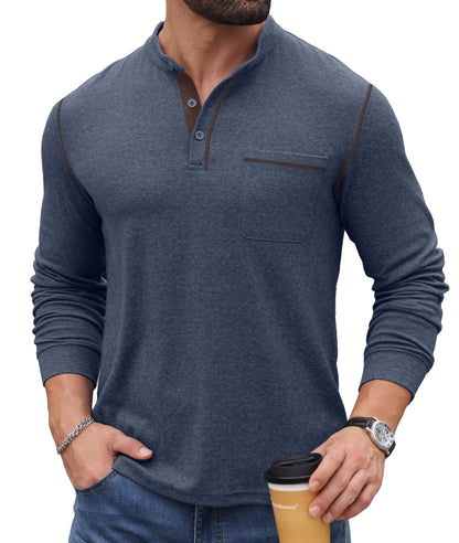 Sailwind Men's Henley Shirts Long Sleeve Button T-Shirt Casual Stylish Pullover Shirt with Pocket
