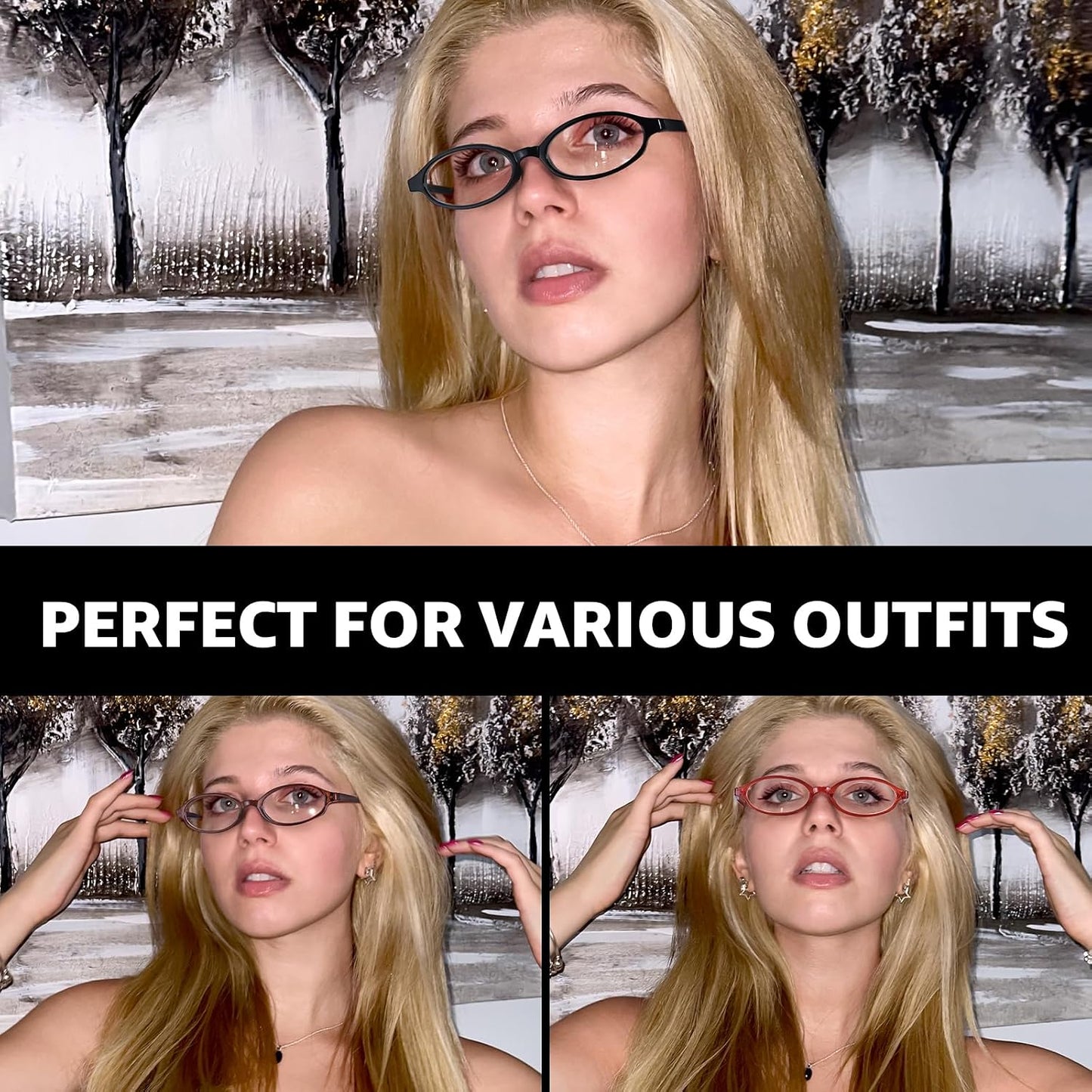 TJUTR Office-Siren Bayonetta Glasses, Blue Light Computer Glasses for Women, Y2K Small Rectangle Frame Eyewear Anti Eyestrain