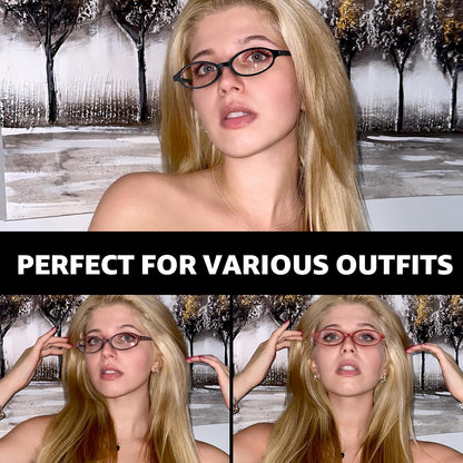 TJUTR Office-Siren Bayonetta Glasses, Blue Light Computer Glasses for Women, Y2K Small Rectangle Frame Eyewear Anti Eyestrain