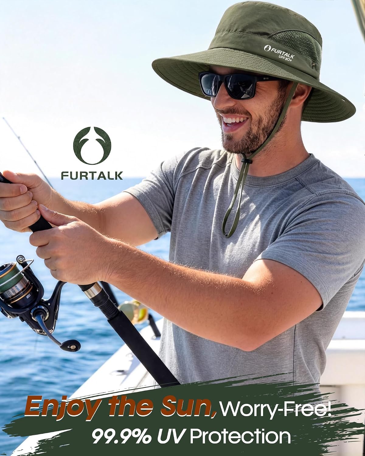FURTALK Mens Bucket Sun Hat UPF 80+ Wide Brim Hiking Fishing Beach Outdoor Hats