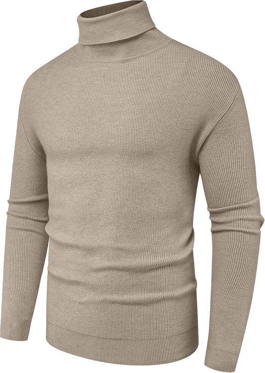 Sailwind Men's Ribbed Knitted Wool Casual Pullover Turtleneck Sweater