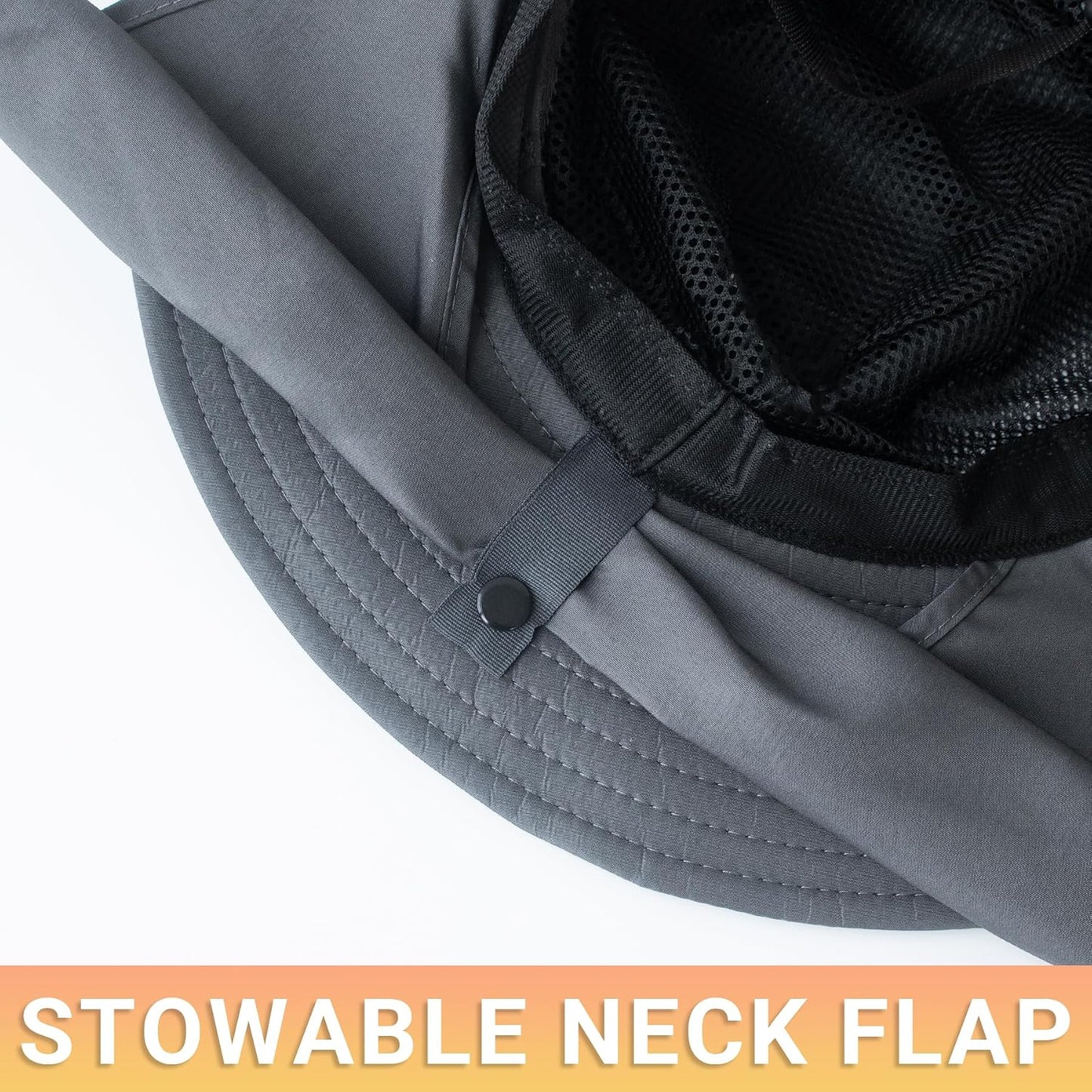 PFFY Sun Bucket Hats for Men Women Fishing Hat UV Protection Wide Brim Beach Safari Hat with Neck Flap