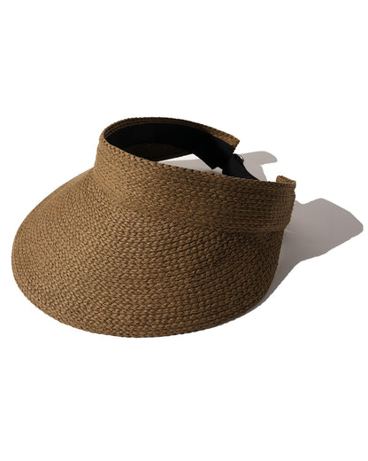 FURTALK Sun Visor Hats for Women Wide Brim Straw Visors Womens Foldable Beach Visors Summer Packable Ponytail Beach Hat