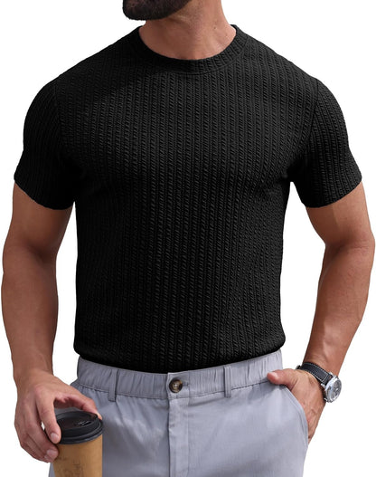 Sailwind Men’s Knit T Shirt Short Sleeve Crewneck Textured Casual Summer Knitted Pullover Tee