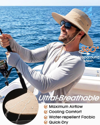 FURTALK Sun Hats for Men Women UPF Sun Protection Breathable Wide Brim | Nylon UV Protection, Breathable Adjustable, 2-in-1 Wide Brim, Packable Water-Resistant, Fishing Hiking Summer