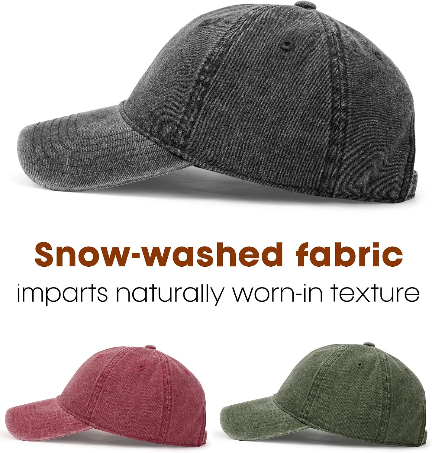 FURTALK 3 Packs Unisex Vintage Washed Cotton Distressed Baseball Cap Low Profile Adjustable Dad Hat