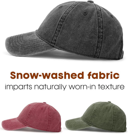 FURTALK 3 Packs Unisex Vintage Washed Cotton Distressed Baseball Cap Low Profile Adjustable Dad Hat