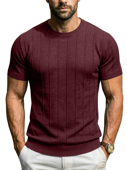 Sailwind Mens Knit Sweater Shirts Short Sleeve Casual Ribbed Pullover T-Shirts