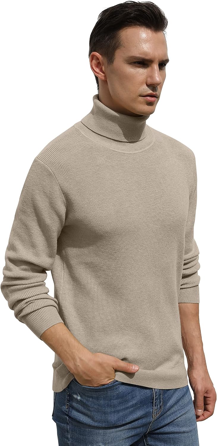 Sailwind Men's Ribbed Knitted Wool Casual Pullover Turtleneck Sweater