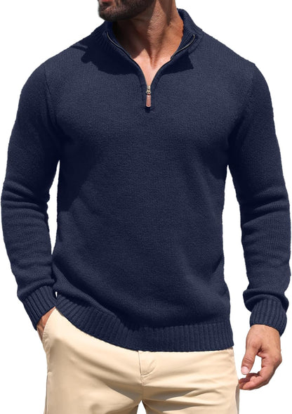 Sailwind Men's Quarter Zip Knit Texture Sweater Casual Long Sleeve Pullover Chunky Sweaters