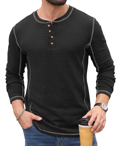 Sailwind Men's Henley Shirts Long Sleeve Button T-Shirt Casual Stylish Pullover Shirt