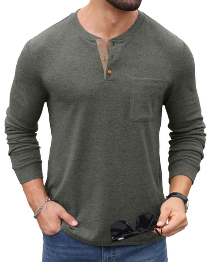 Sailwind Men's Henley Shirts Long Sleeve Button T-Shirt Casual Fashion Pullover Shirt with Pocket