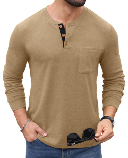 Sailwind Men's Henley Shirts Long Sleeve Button T-Shirt Casual Fashion Pullover Shirt with Pocket