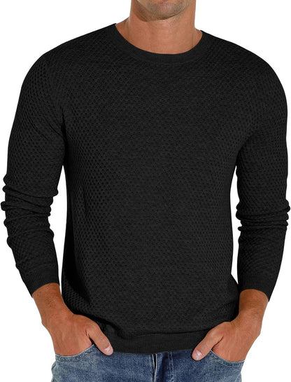 Sailwind Men's Crewneck Lightweight Wool Structured Sweater Casual Knit Pullover