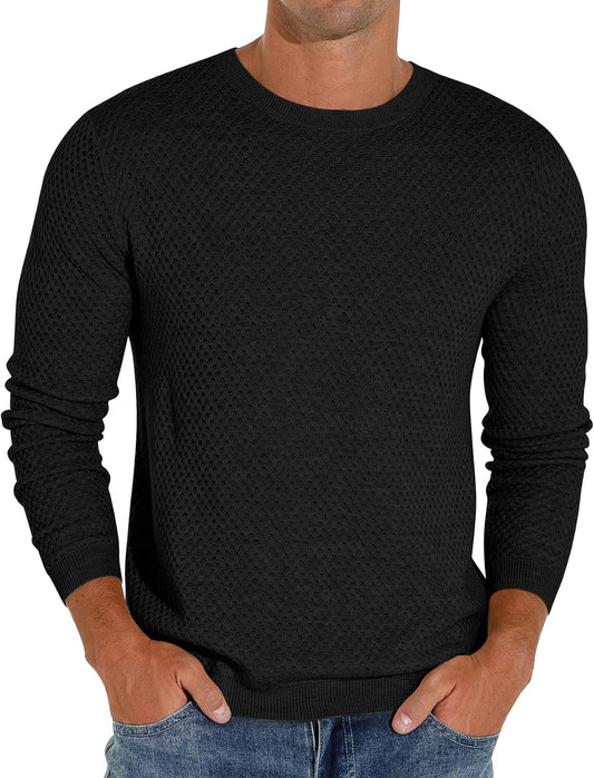 Sailwind Men's Crewneck Lightweight Wool Structured Sweater Casual Knit Pullover
